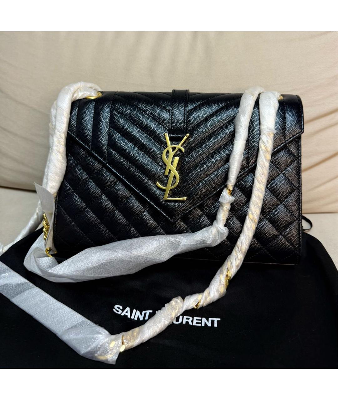 SAINT LAURENT Черная кожаная сумка через плечо, фото 2