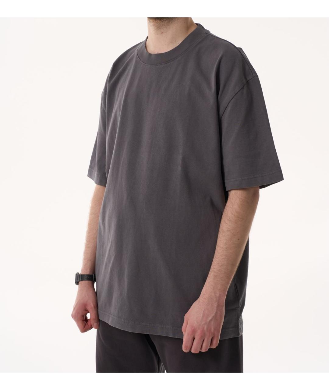 YEEZY Антрацитовая хлопковая футболка, фото 7