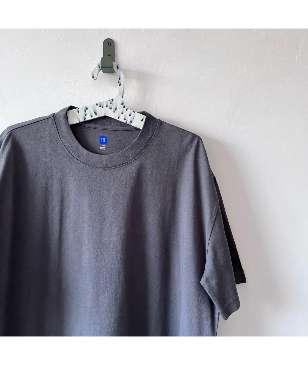 YEEZY Антрацитовая хлопковая футболка, фото 3