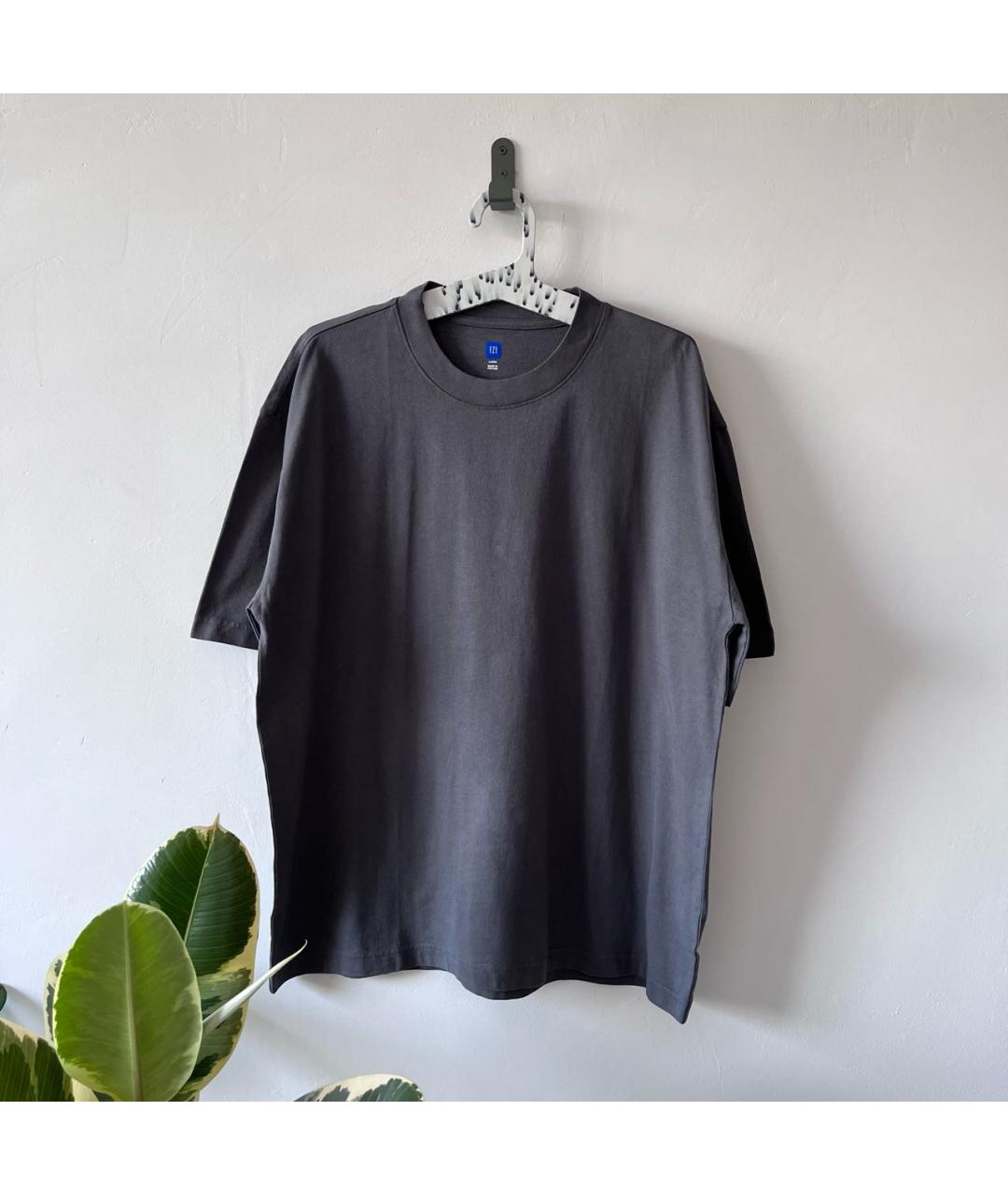 YEEZY Антрацитовая хлопковая футболка, фото 2