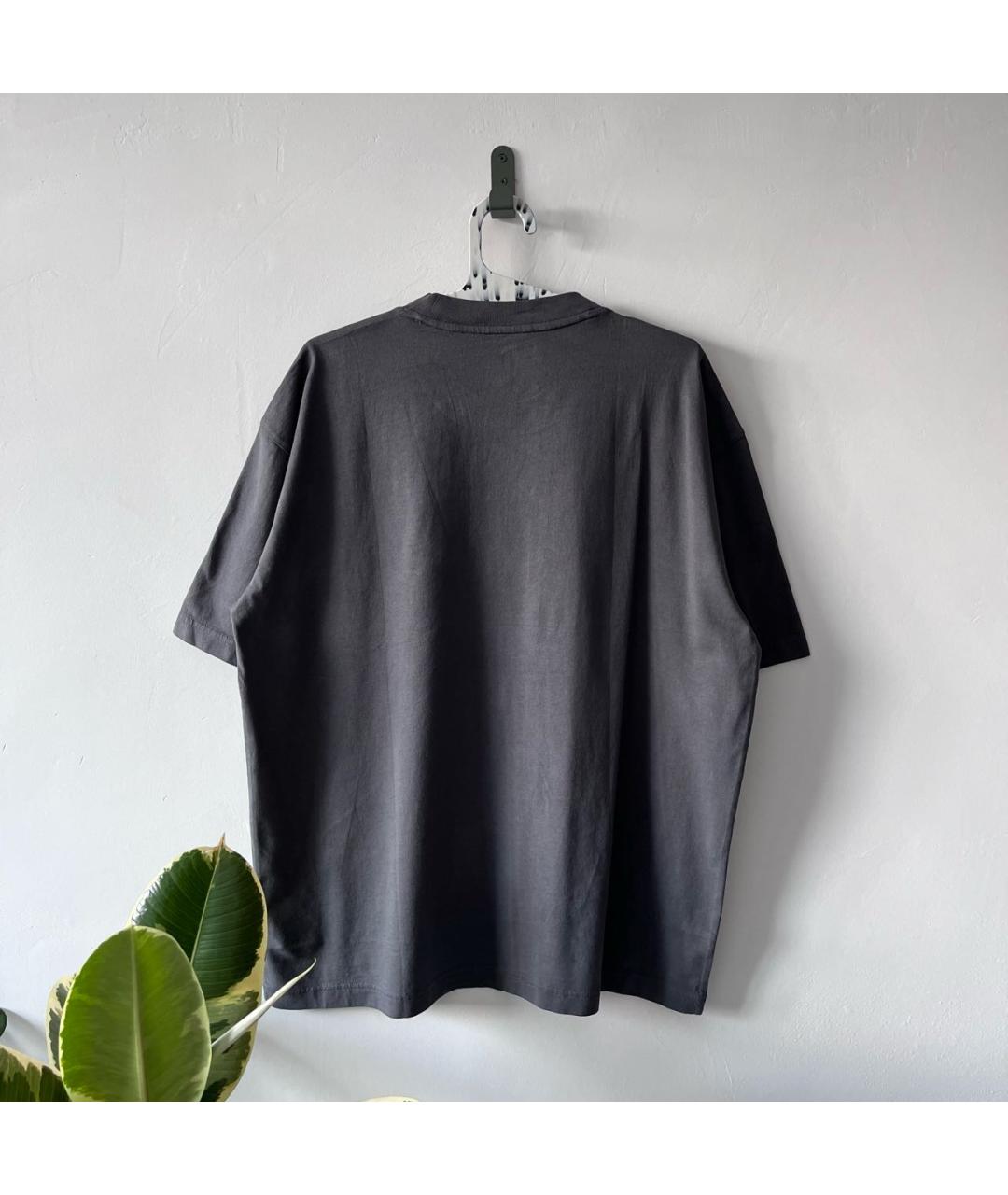 YEEZY Антрацитовая хлопковая футболка, фото 4