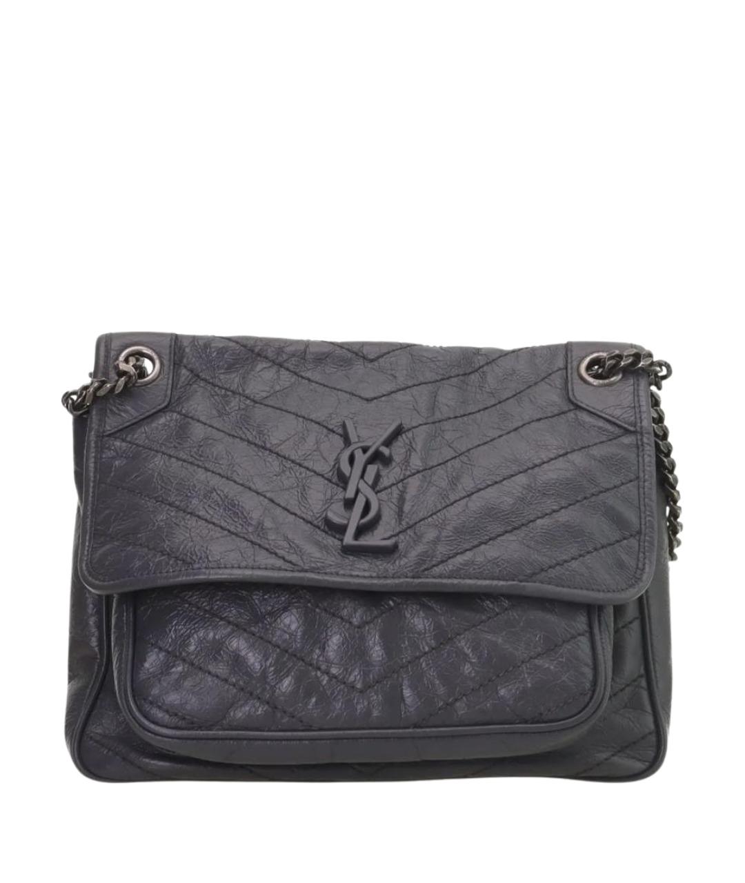 SAINT LAURENT Серая кожаная сумка через плечо, фото 1