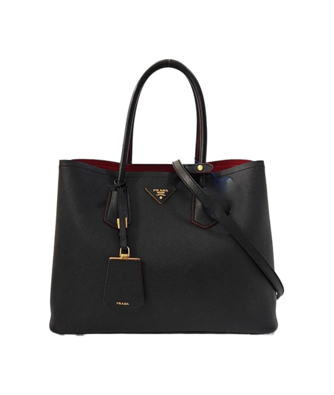 PRADA Черная кожаная сумка тоут, фото 9