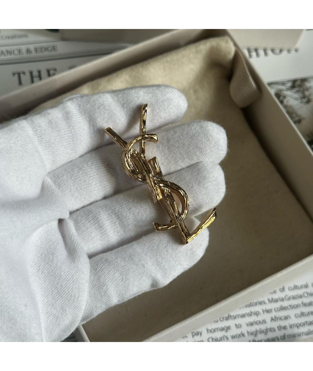 SAINT LAURENT Золотая латунная булавка / брошь, фото 2