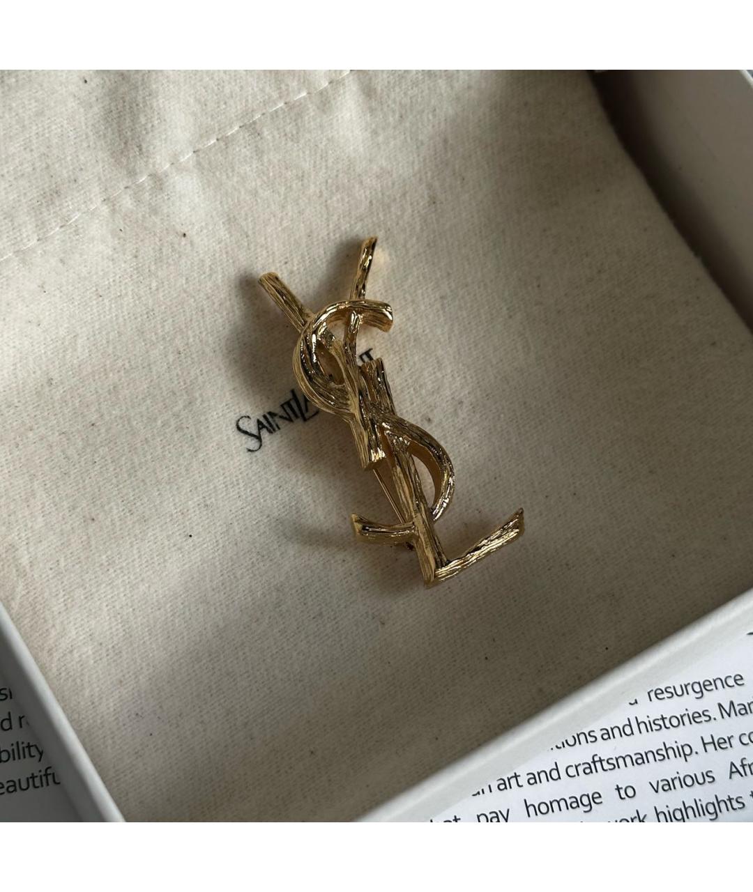 SAINT LAURENT Золотая латунная булавка / брошь, фото 3