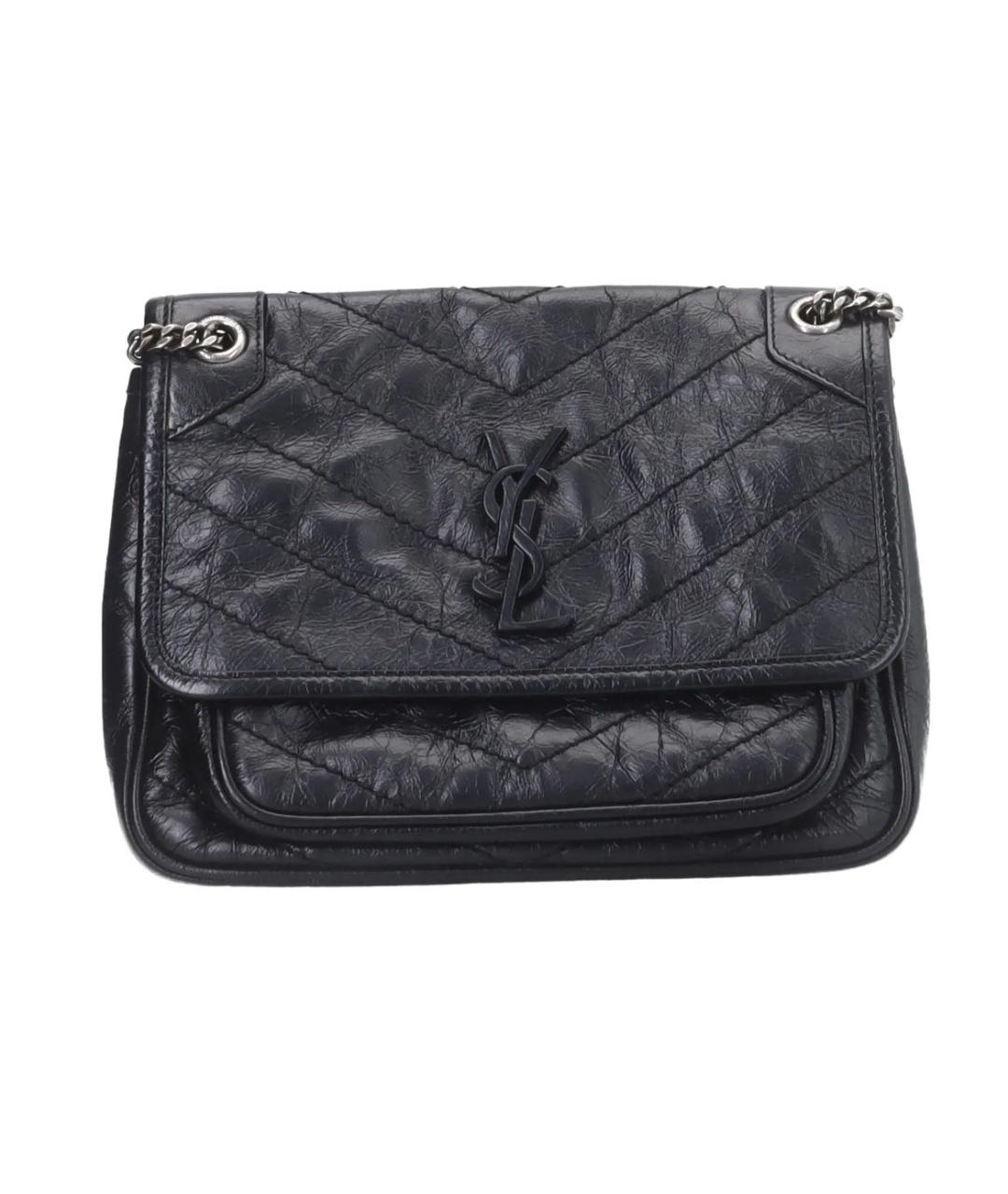 SAINT LAURENT Черная кожаная сумка через плечо, фото 3