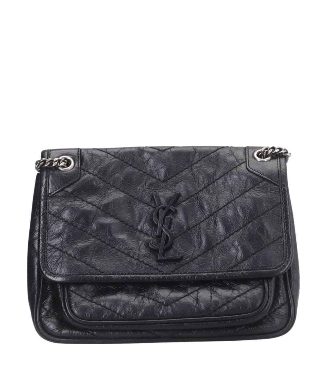 SAINT LAURENT Черная кожаная сумка через плечо, фото 1