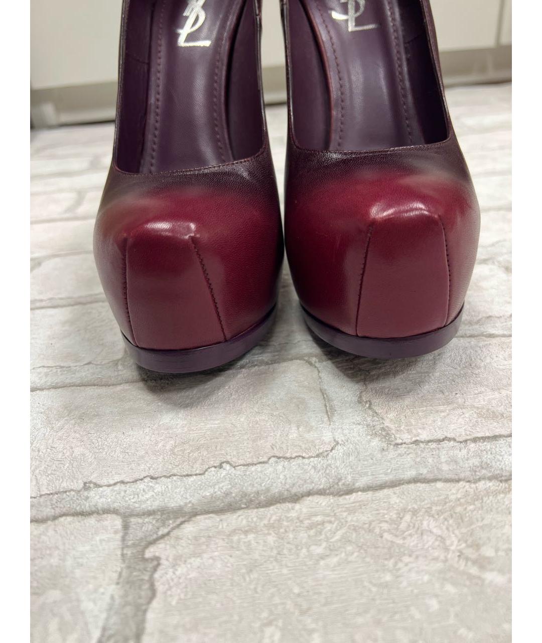 SAINT LAURENT Бордовые кожаные туфли, фото 4