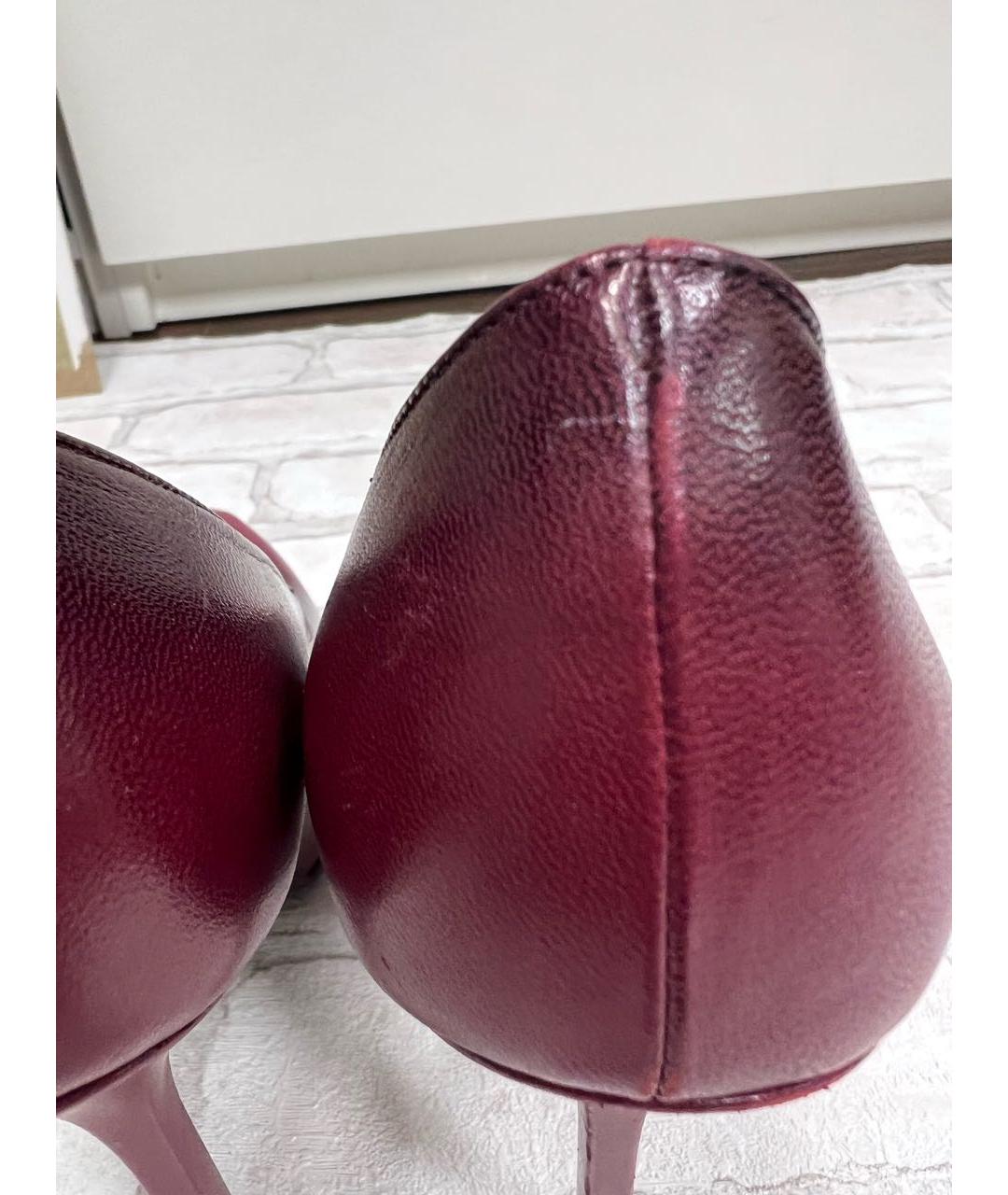 SAINT LAURENT Бордовые кожаные туфли, фото 6