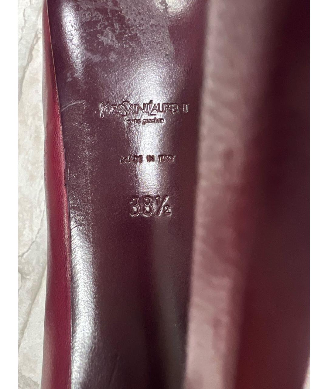 SAINT LAURENT Бордовые кожаные туфли, фото 8