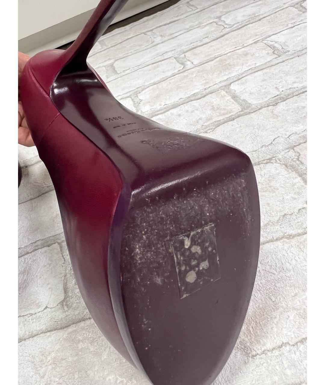 SAINT LAURENT Бордовые кожаные туфли, фото 7