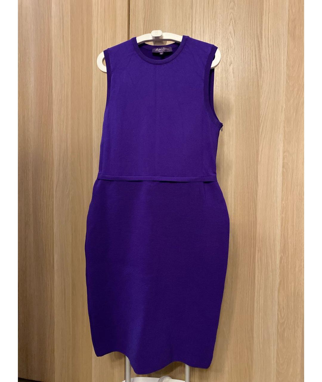RALPH LAUREN Фиолетовое шерстяное повседневное платье, фото 8