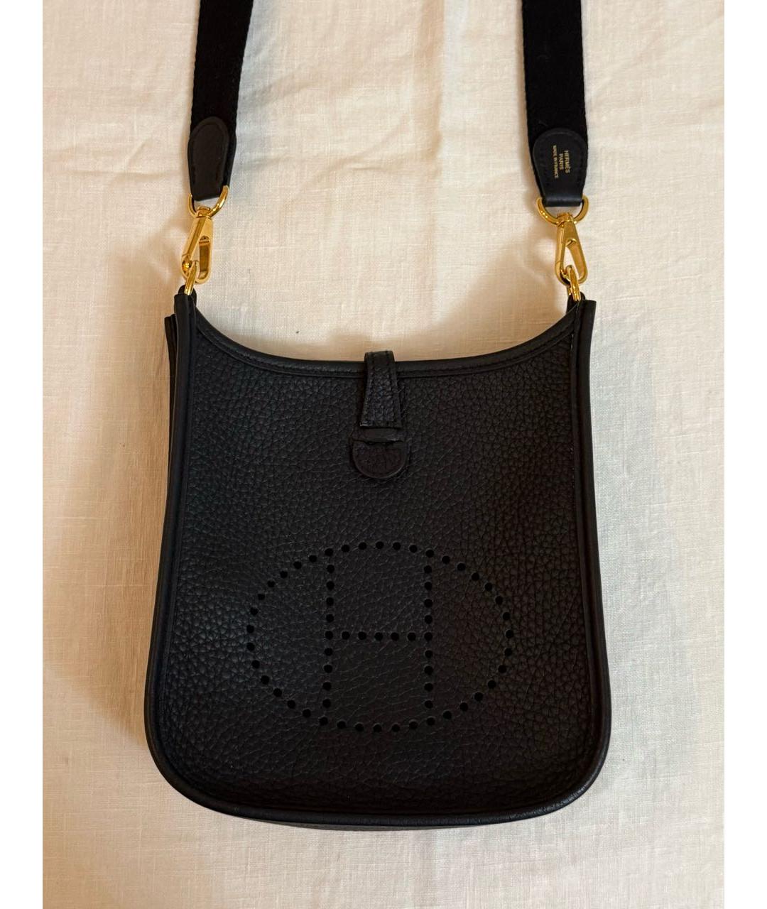 HERMES Черная кожаная сумка через плечо, фото 4
