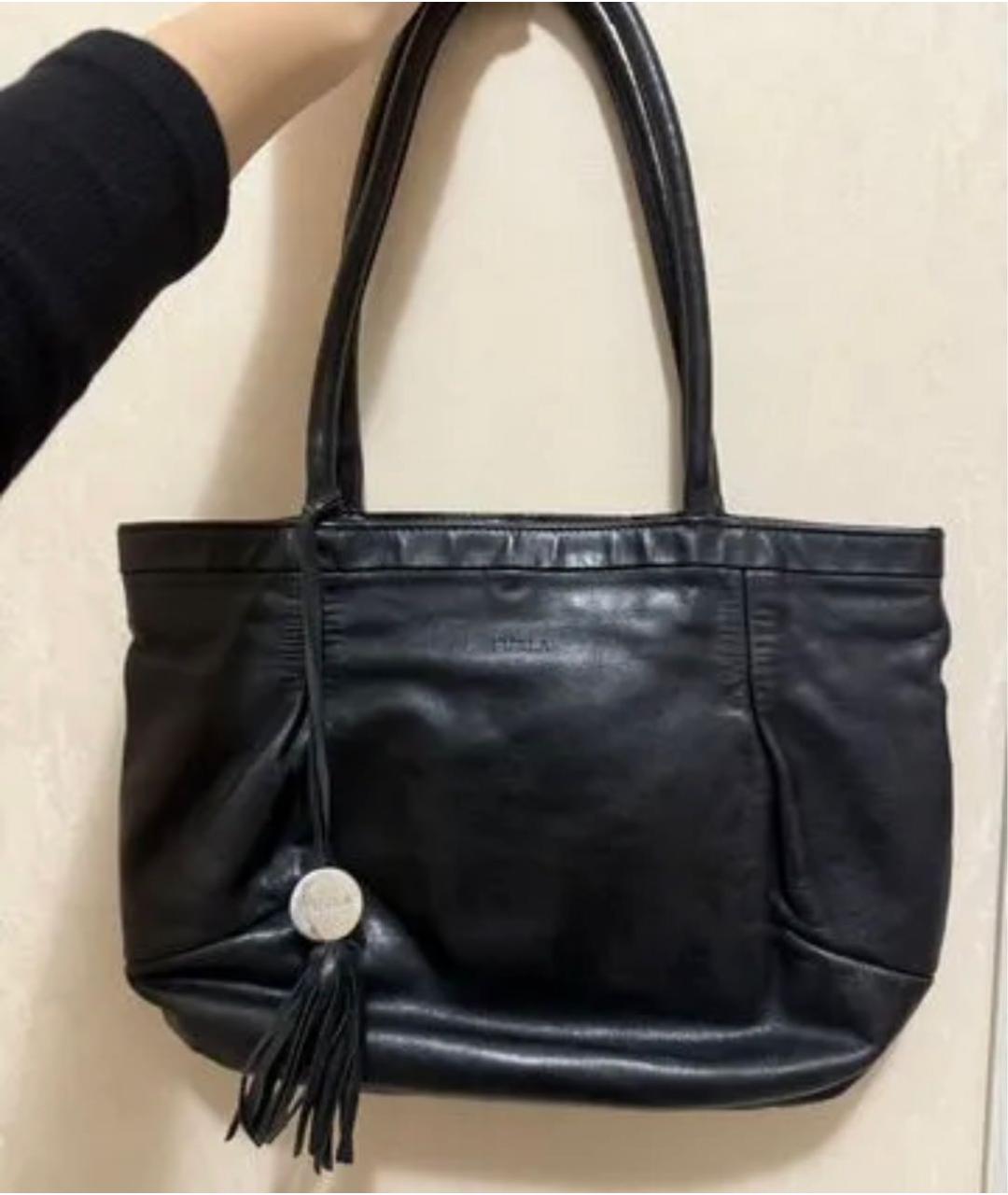 FURLA Черная кожаная сумка тоут, фото 2