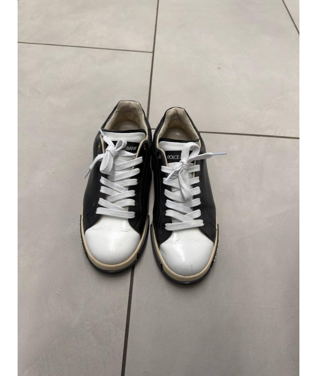 DOLCE&GABBANA Черные кожаные низкие кроссовки / кеды, фото 6