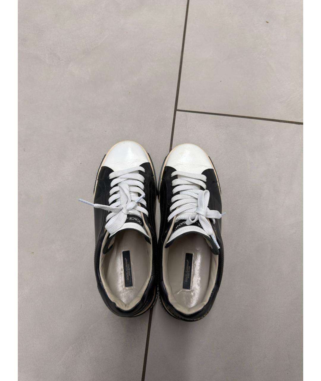 DOLCE&GABBANA Черные кожаные низкие кроссовки / кеды, фото 3