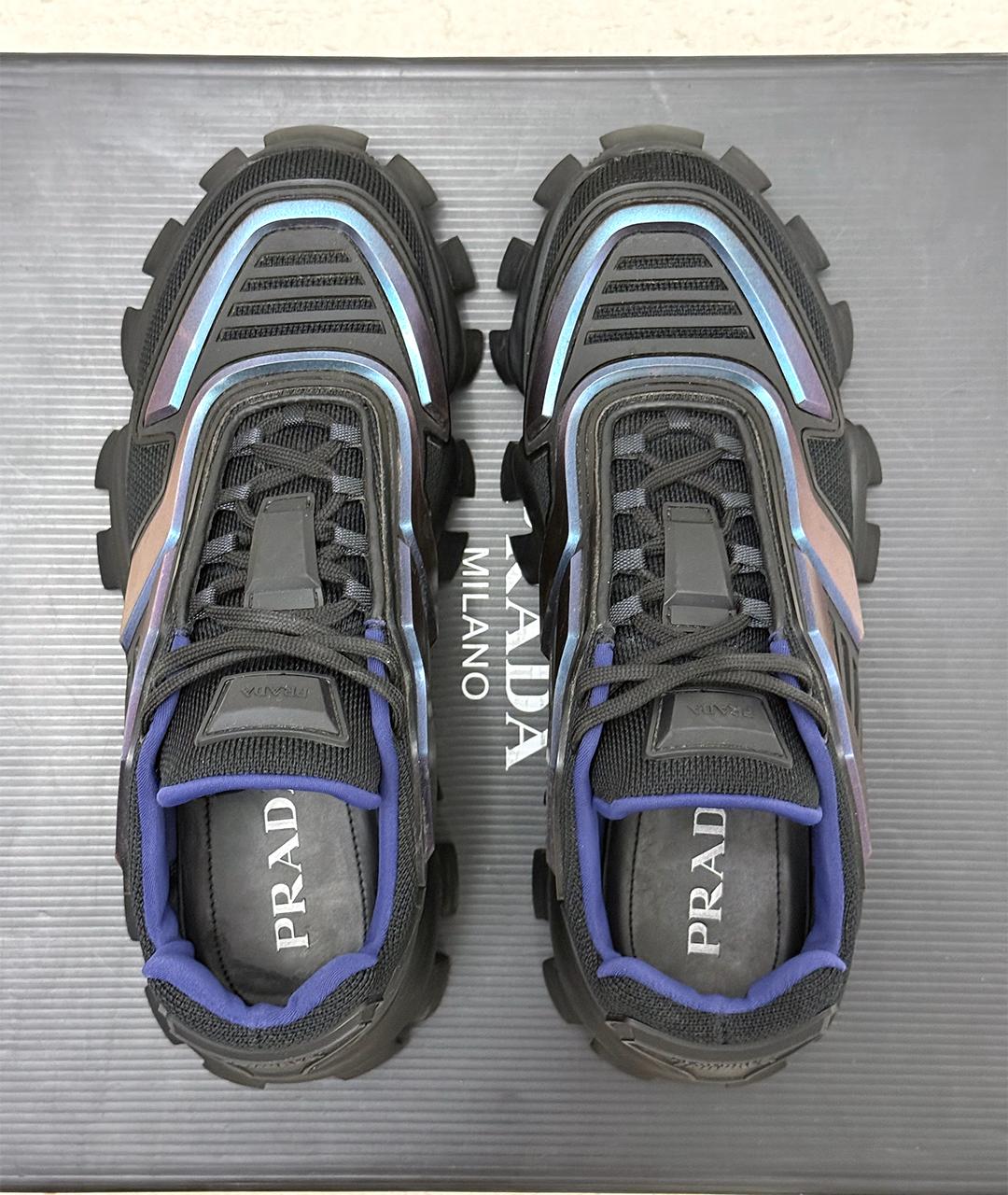 PRADA Черные низкие кроссовки / кеды, фото 8