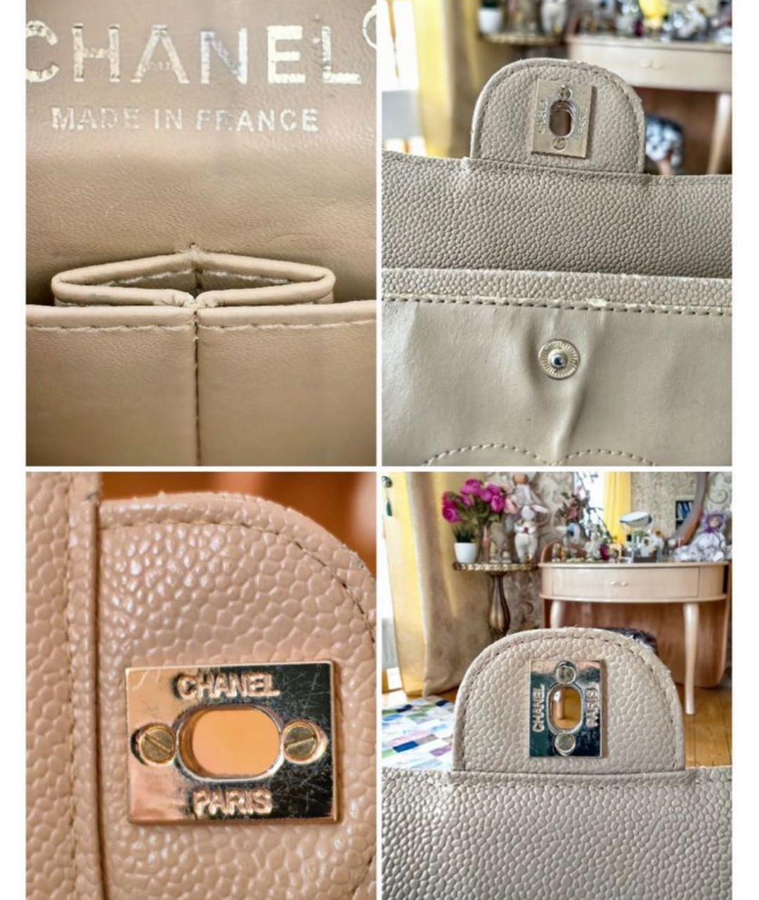 CHANEL Бежевая кожаная сумка через плечо, фото 6