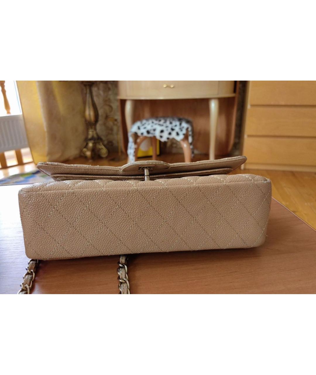CHANEL Бежевая кожаная сумка через плечо, фото 3
