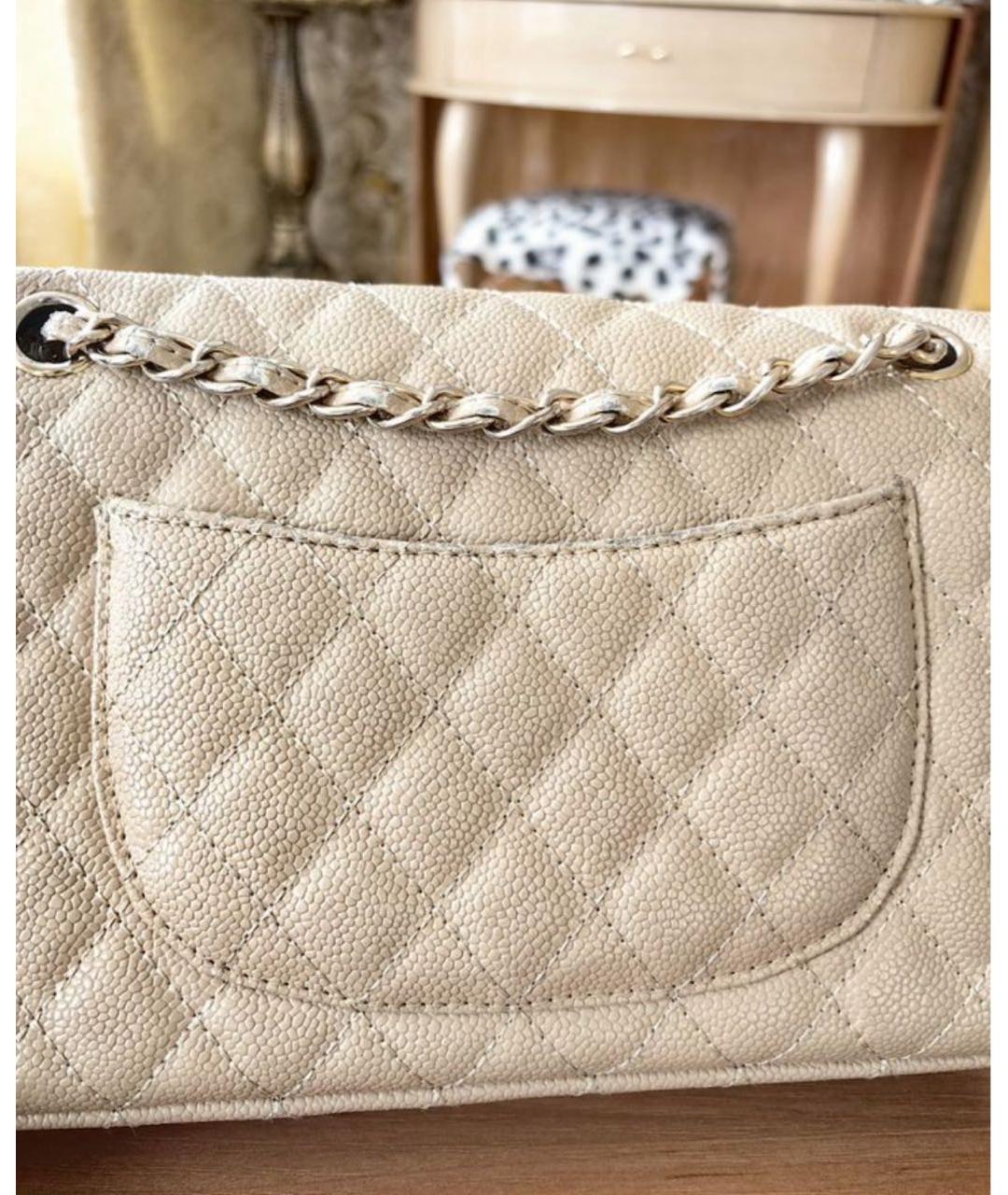 CHANEL Бежевая кожаная сумка через плечо, фото 4