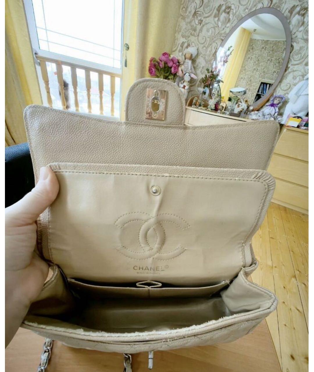 CHANEL Бежевая кожаная сумка через плечо, фото 2