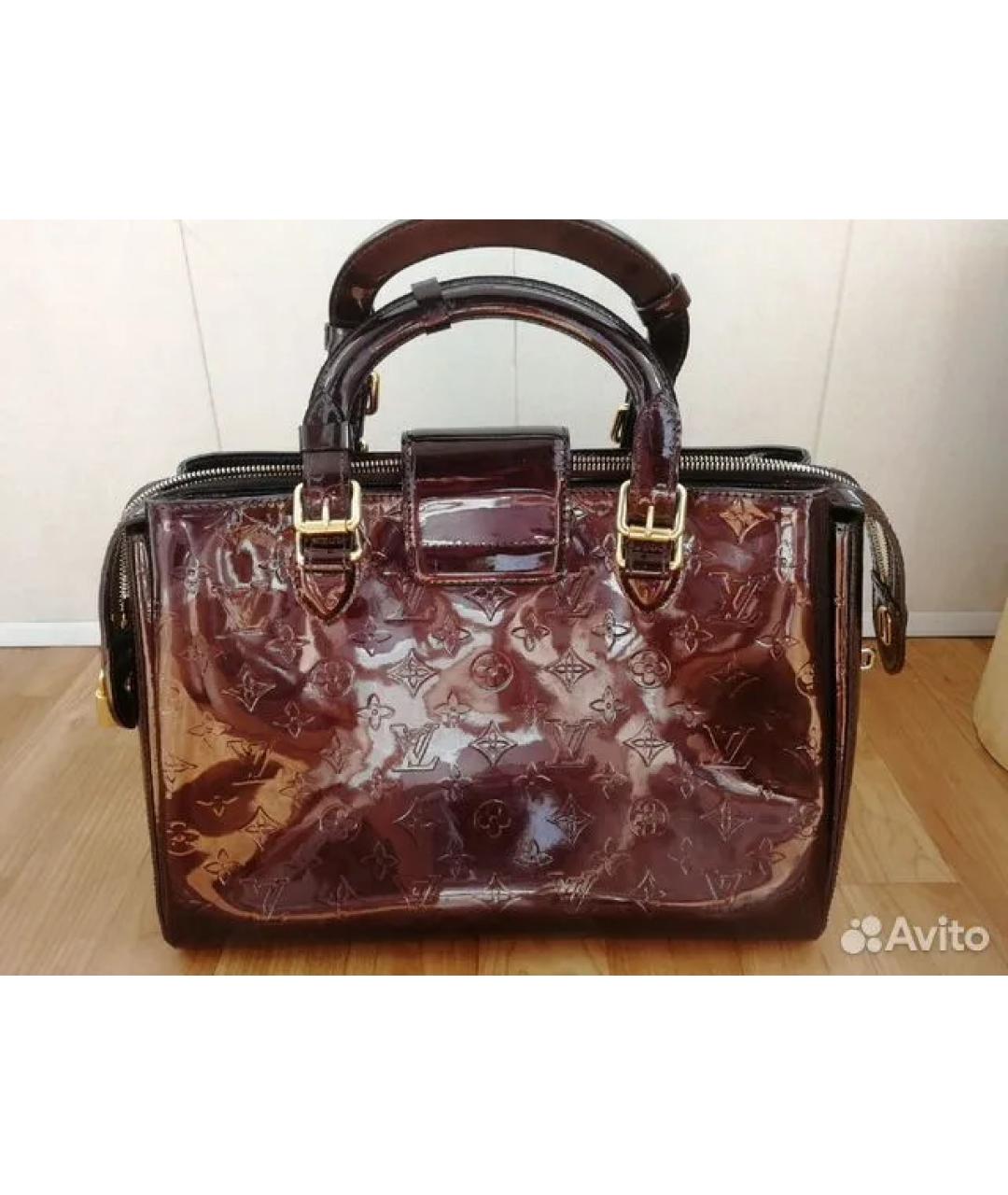 LOUIS VUITTON Бордовая кожаная сумка с короткими ручками, фото 4