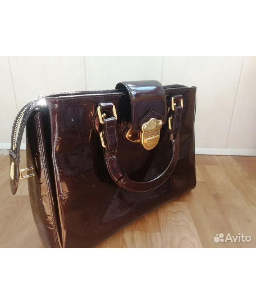 LOUIS VUITTON Бордовая кожаная сумка с короткими ручками, фото 2