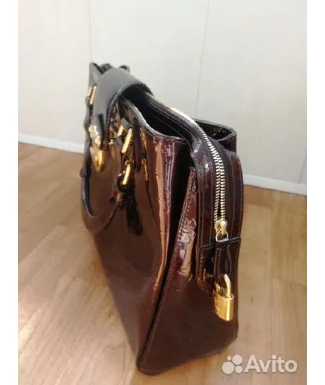 LOUIS VUITTON Бордовая кожаная сумка с короткими ручками, фото 3