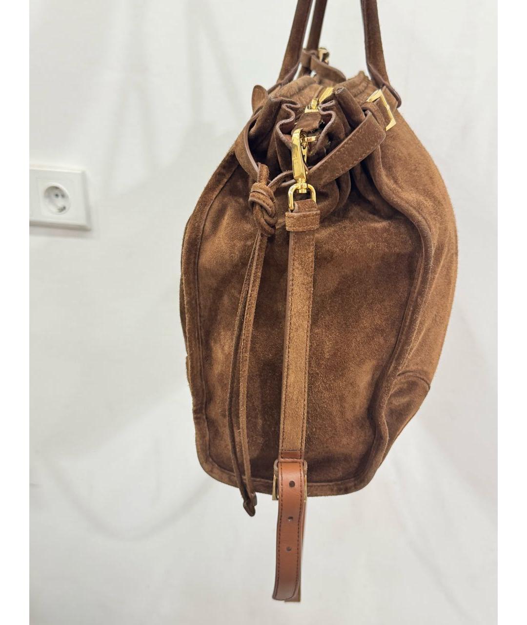 PRADA Коричневая замшевая сумка тоут, фото 2