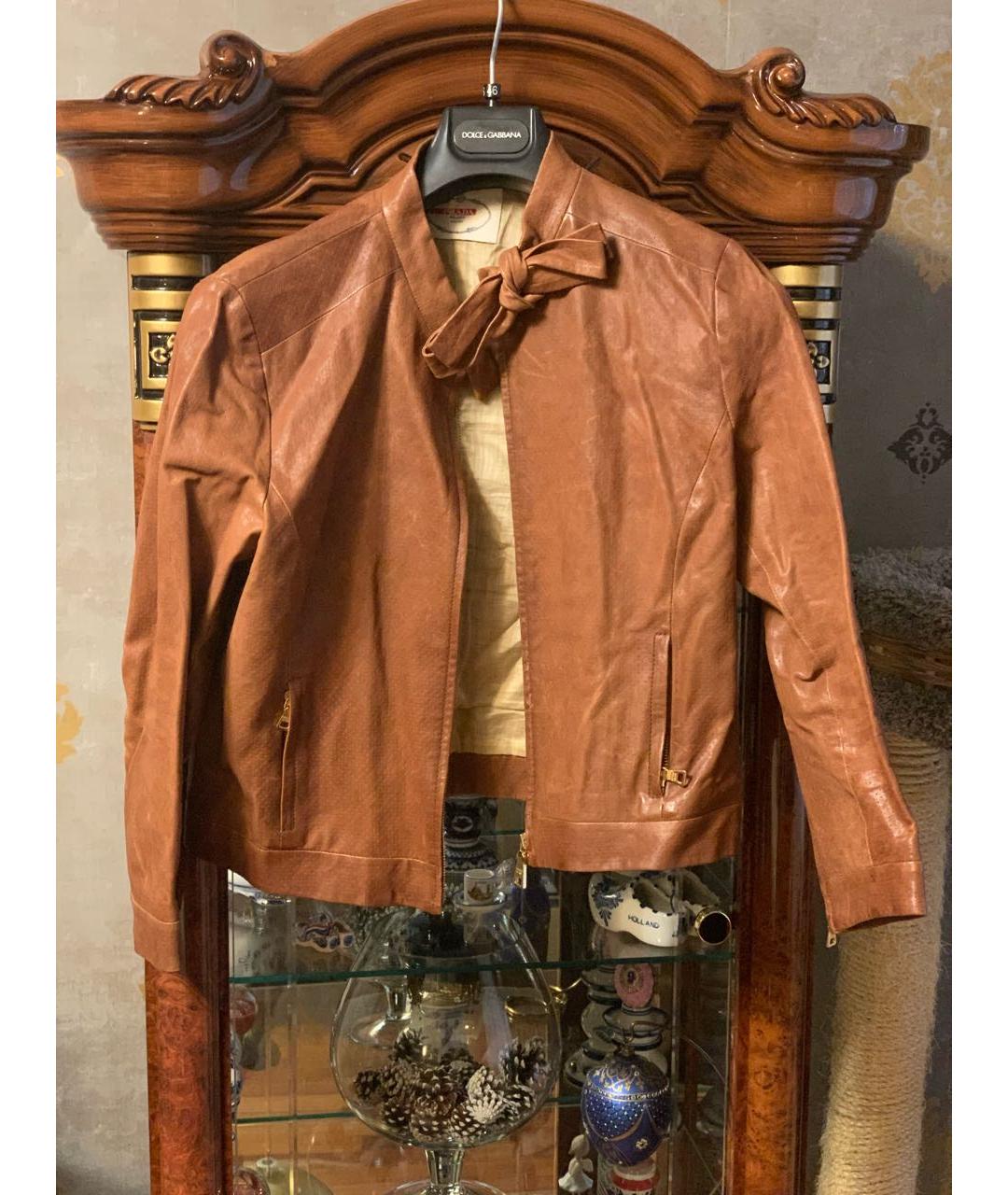 PRADA Коричневая кожаная куртка, фото 7