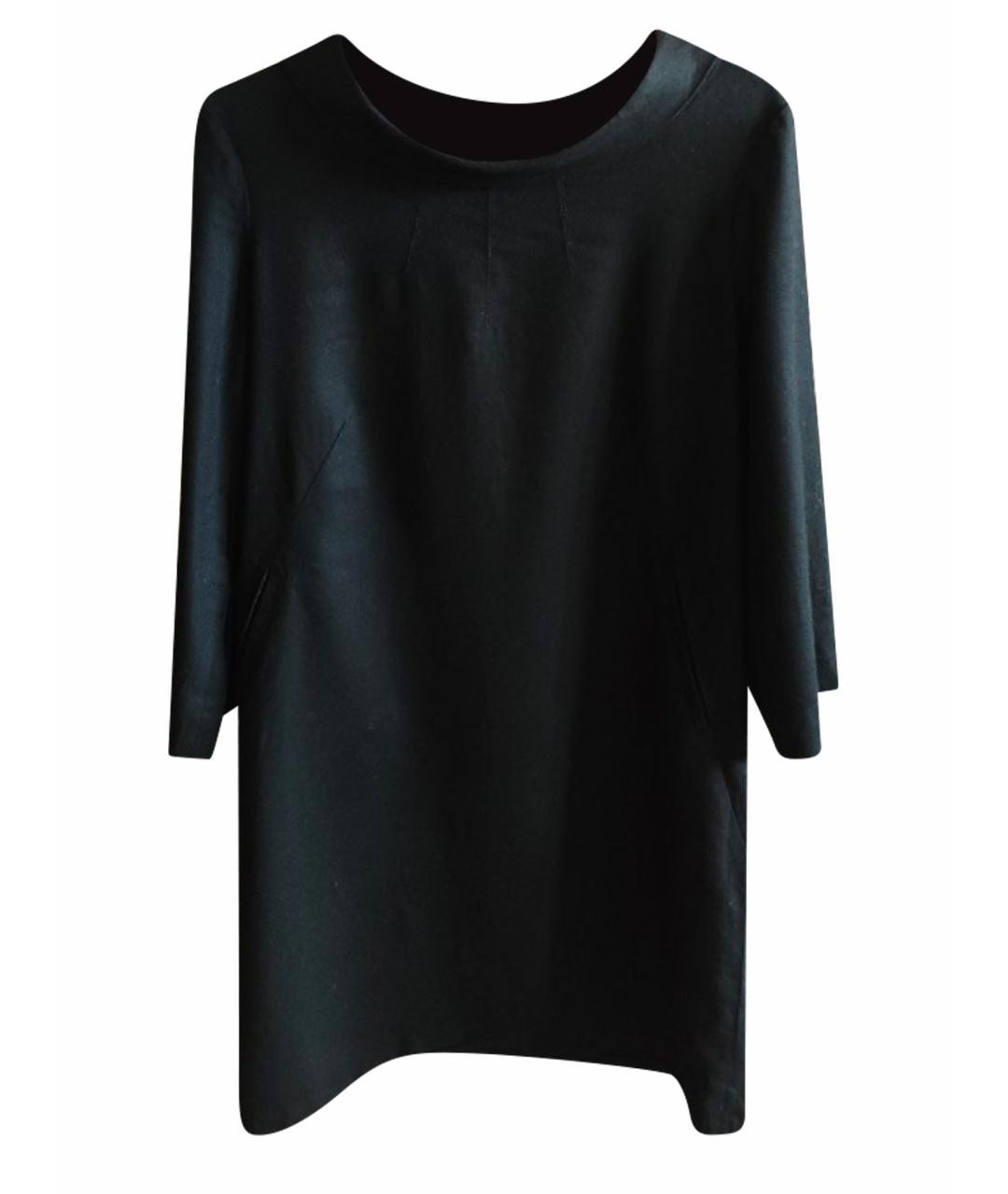 THEORY Черное шерстяное повседневное платье, фото 1