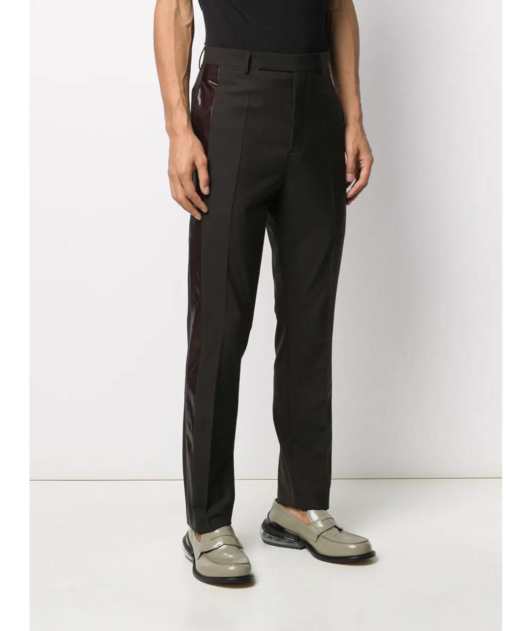 RICK OWENS Коричневые шерстяные классические брюки, фото 6