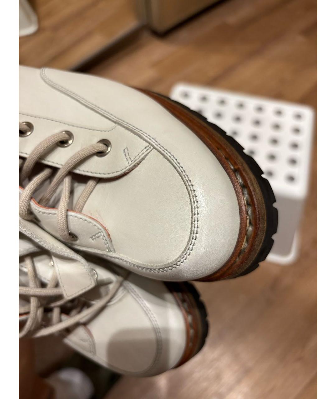 HERMES Белые кожаные ботинки, фото 5