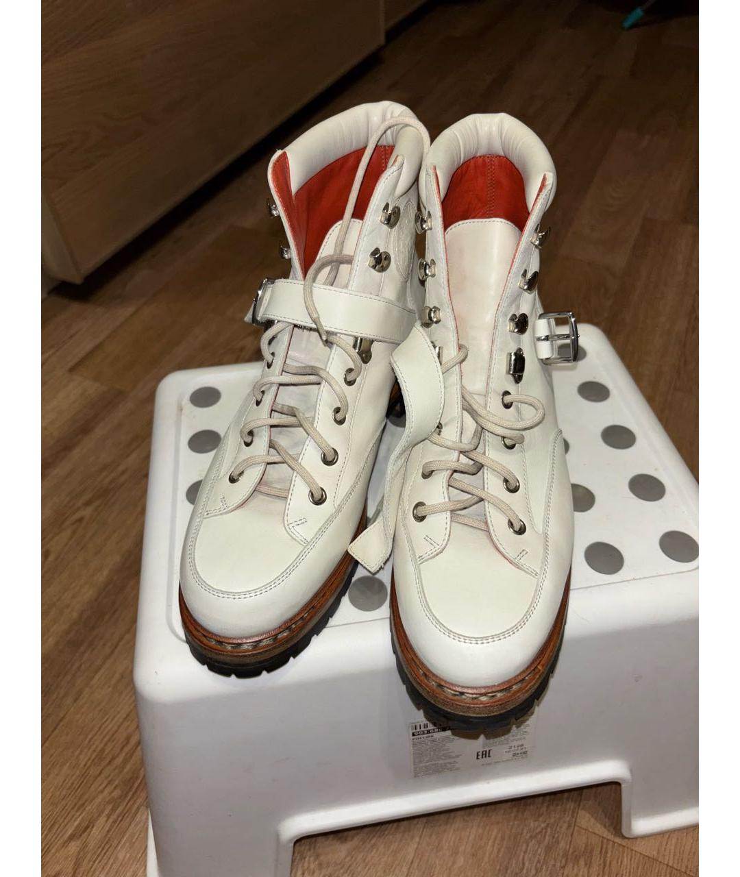 HERMES Белые кожаные ботинки, фото 2