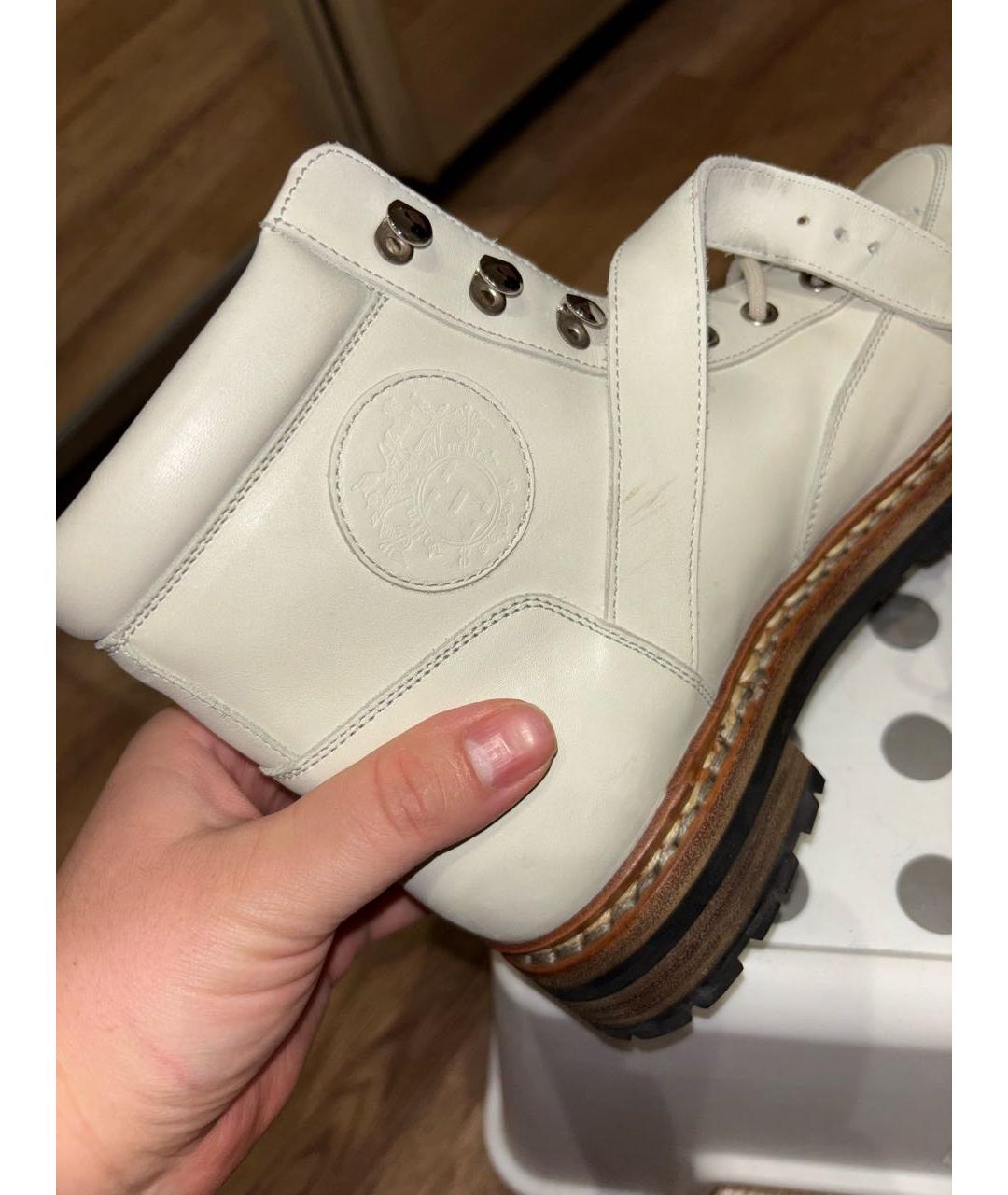 HERMES Белые кожаные ботинки, фото 6