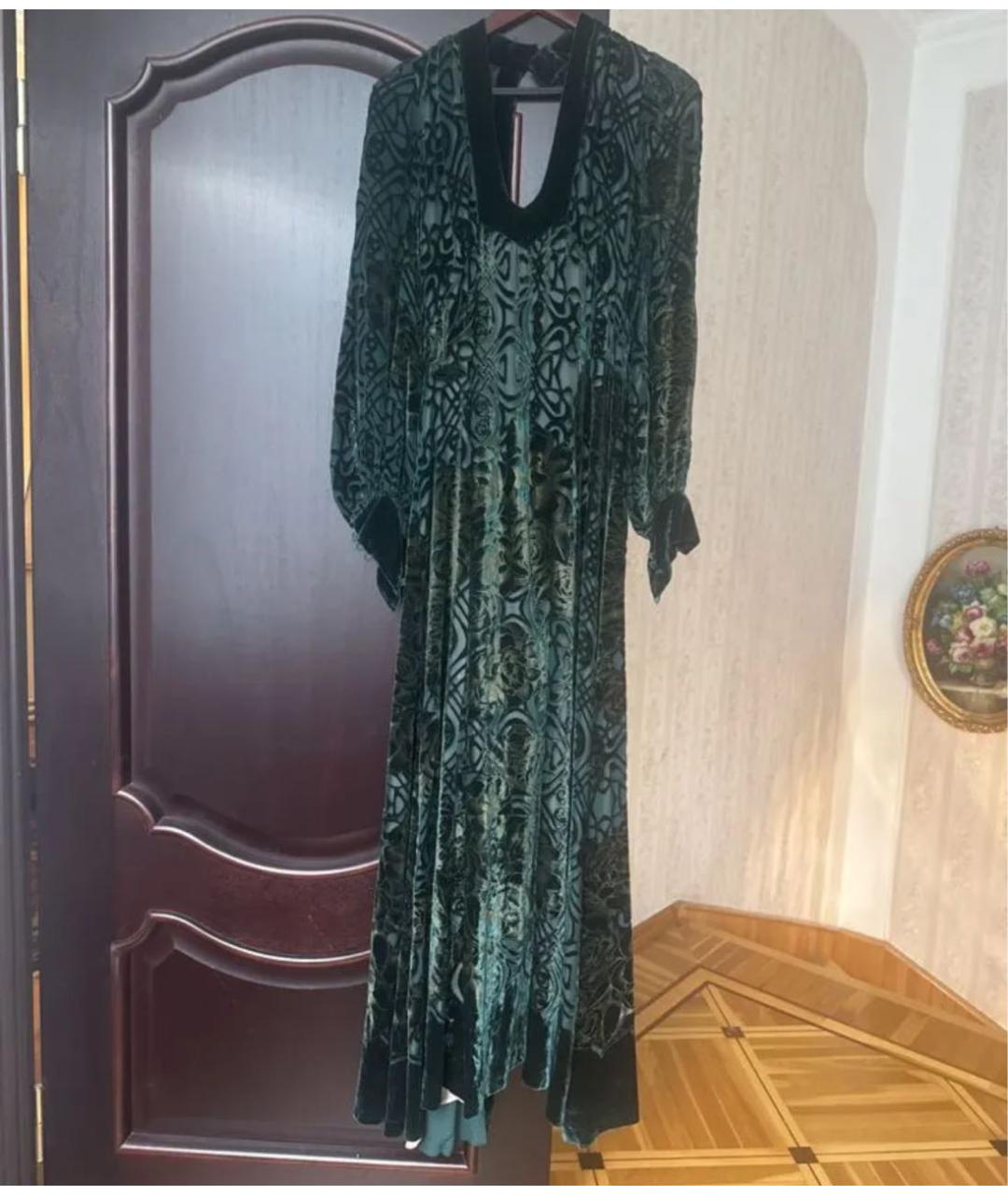 ROBERTO CAVALLI Зеленые бархатное вечернее платье, фото 5