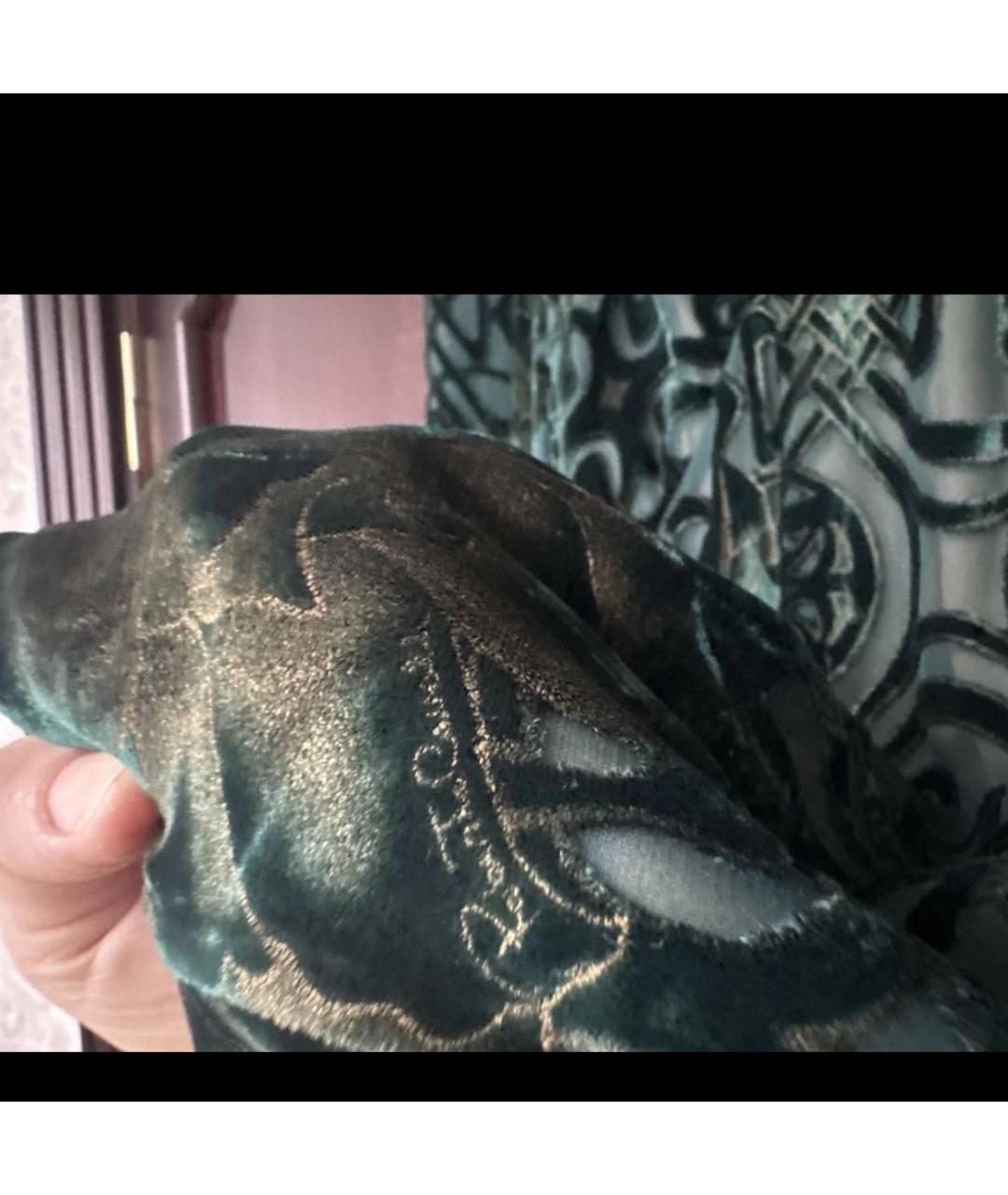 ROBERTO CAVALLI Зеленые бархатное вечернее платье, фото 4