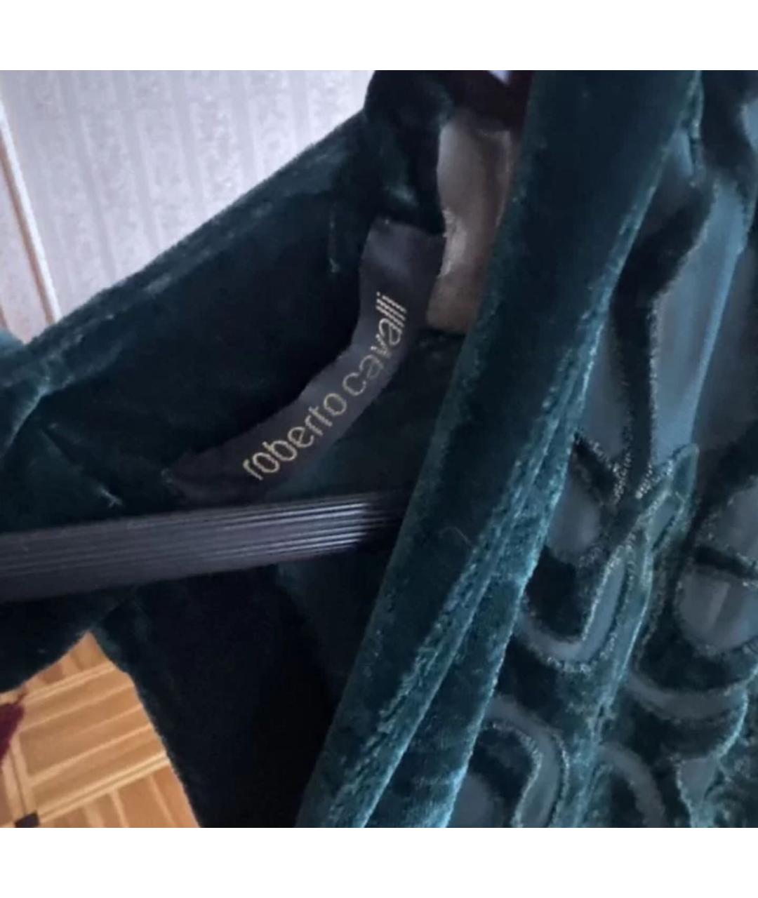 ROBERTO CAVALLI Зеленые бархатное вечернее платье, фото 2