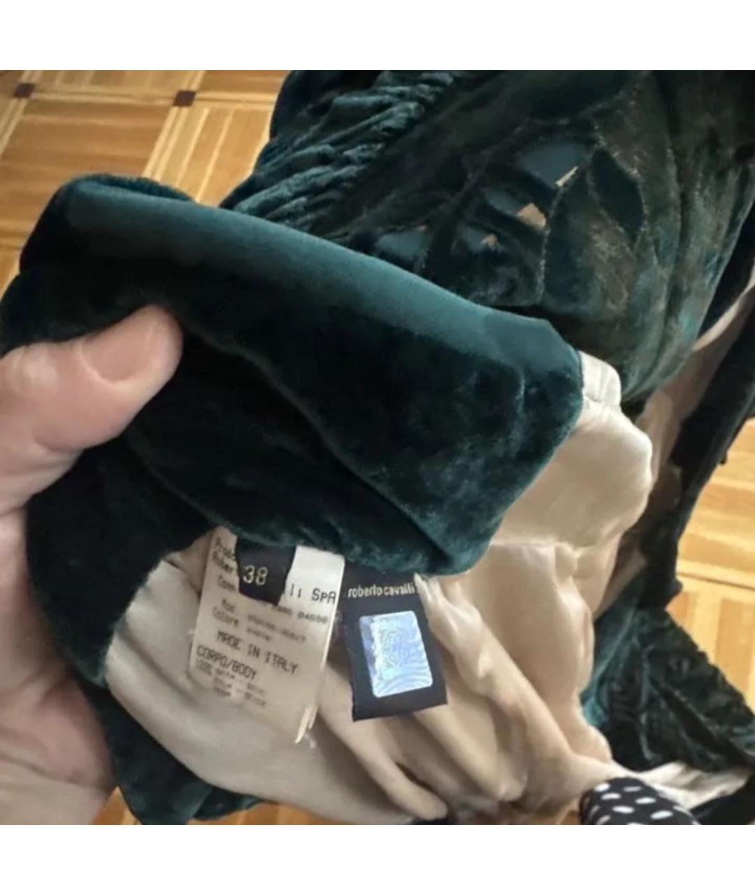 ROBERTO CAVALLI Зеленые бархатное вечернее платье, фото 3