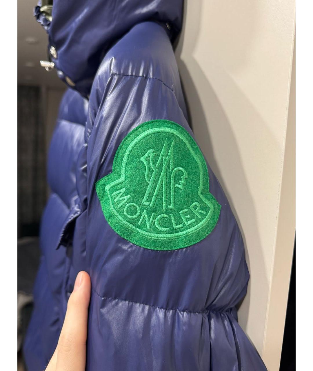 MONCLER Темно-синий полиэстеровый пуховик, фото 6