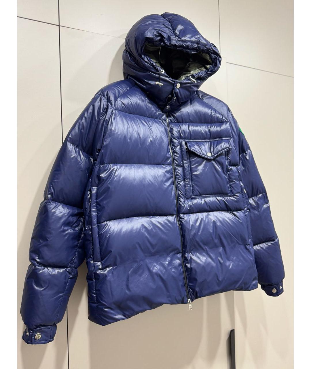 MONCLER Темно-синий полиэстеровый пуховик, фото 3