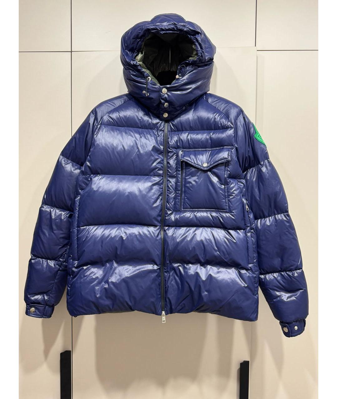 MONCLER Темно-синий полиэстеровый пуховик, фото 7