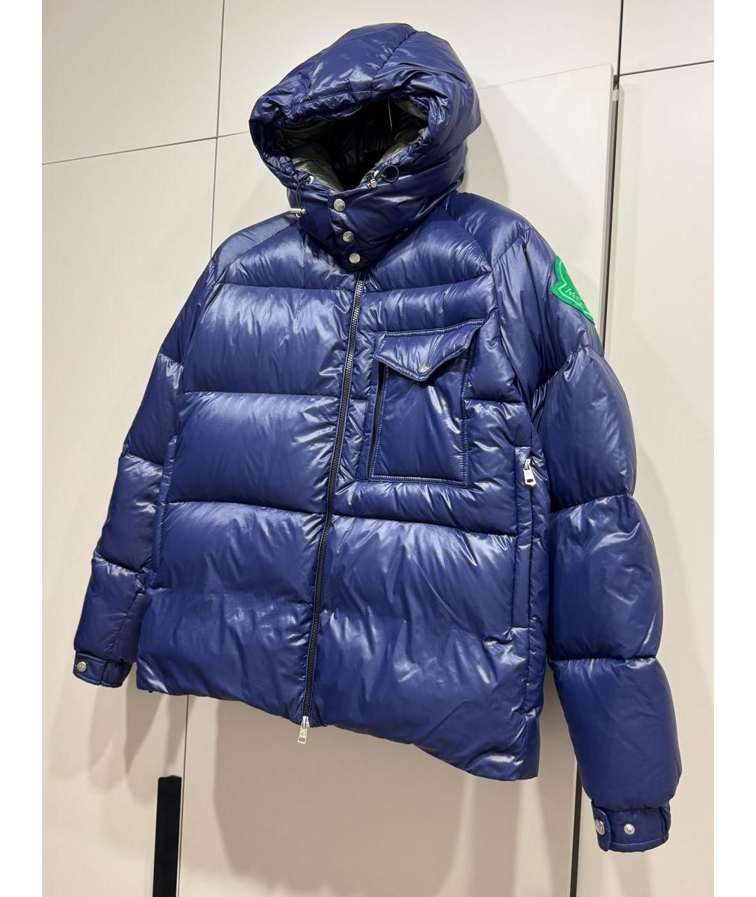 MONCLER Темно-синий полиэстеровый пуховик, фото 4