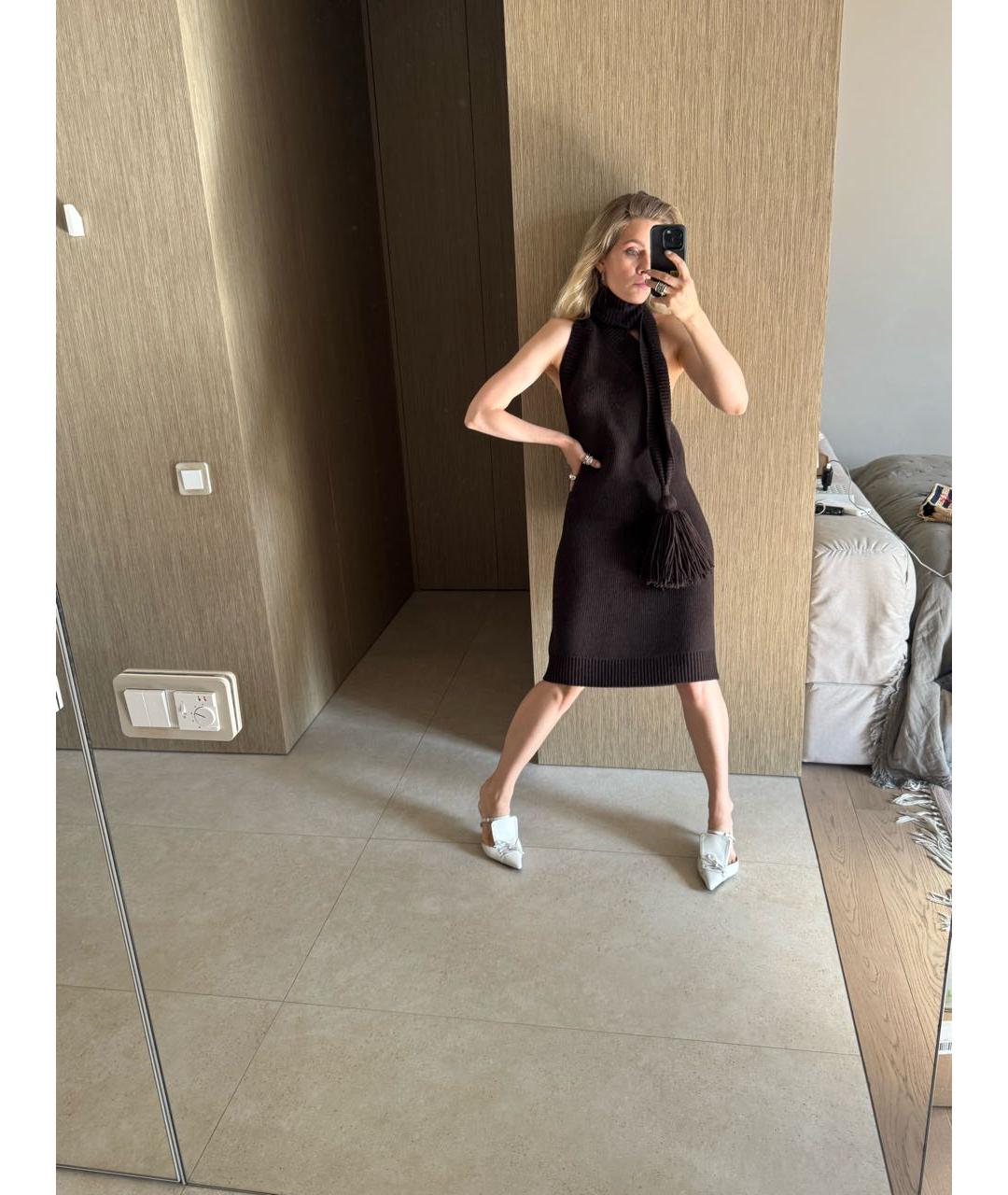 BOTTEGA VENETA Коричневое шерстяное платье, фото 4