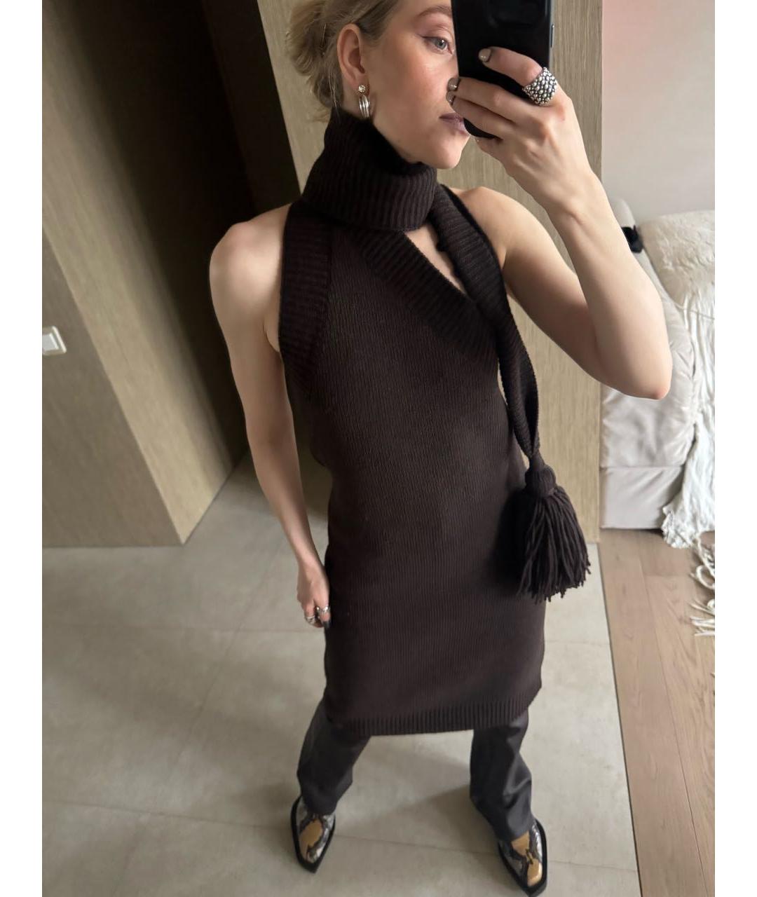 BOTTEGA VENETA Коричневое шерстяное платье, фото 5
