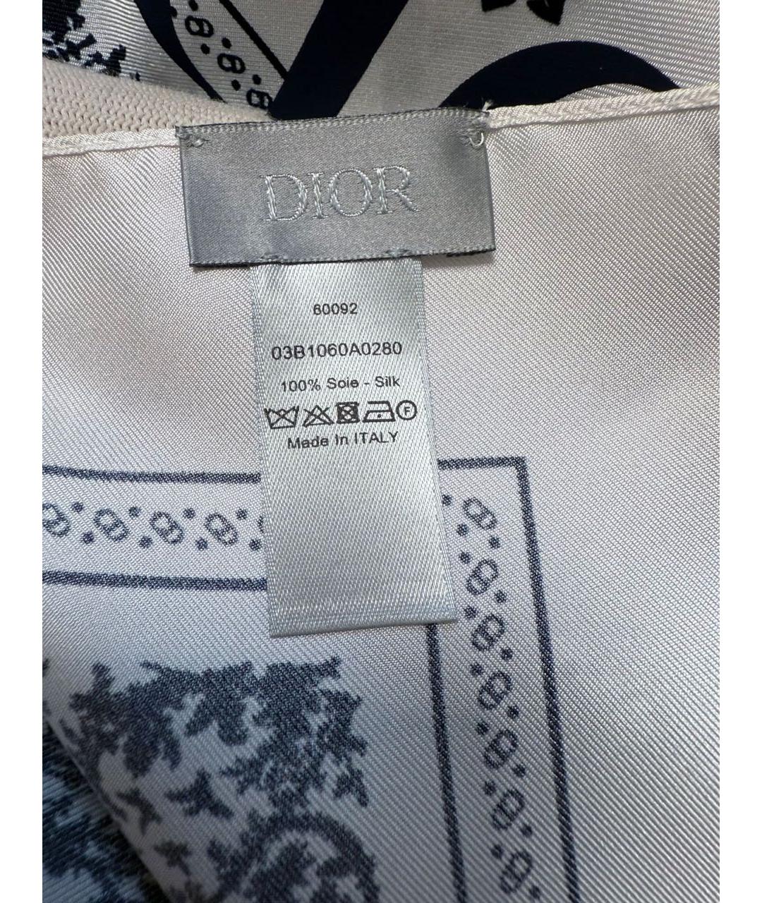 CHRISTIAN DIOR Белый шелковый платок, фото 3