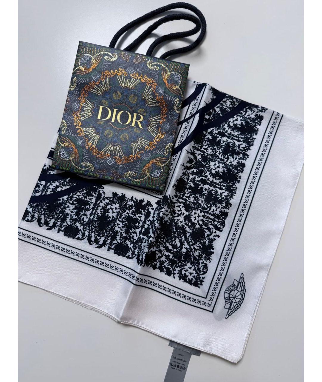 CHRISTIAN DIOR Белый шелковый платок, фото 4