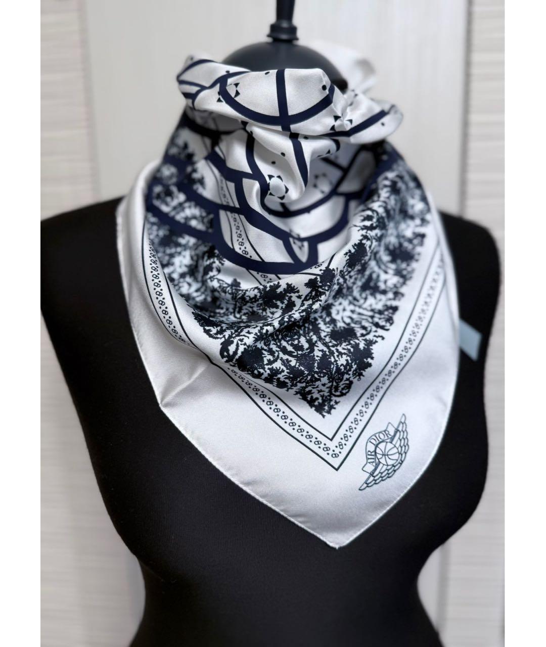 CHRISTIAN DIOR Белый шелковый платок, фото 6