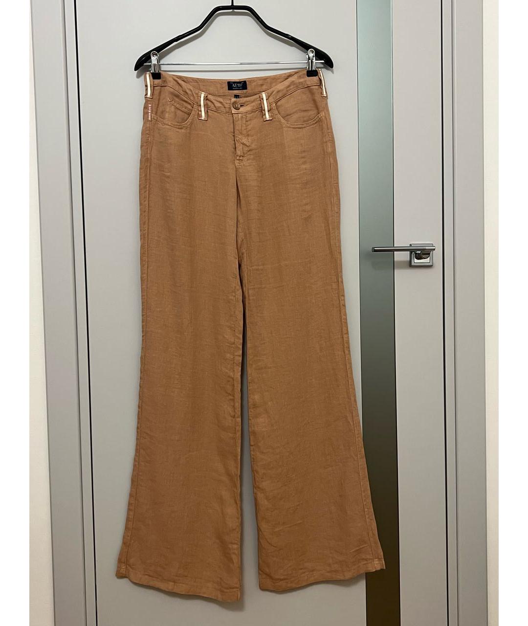 ARMANI JEANS Коричневые льняные брюки широкие, фото 3