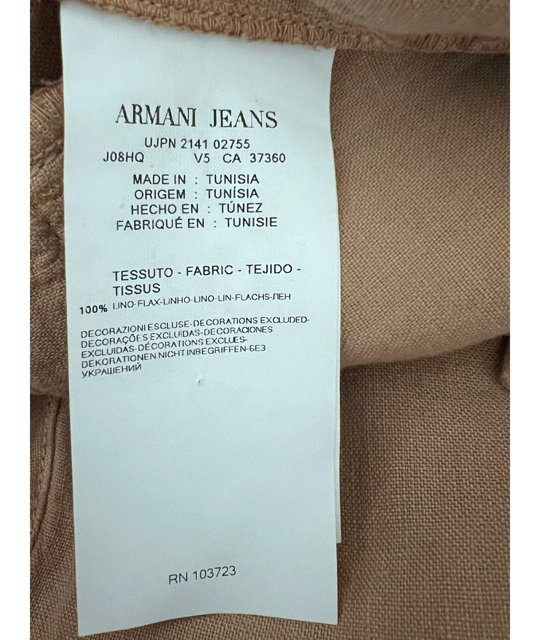 ARMANI JEANS Коричневые льняные брюки широкие, фото 5